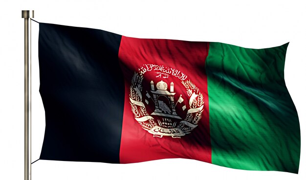 Bandera nacional de Afganistán aislado fondo blanco 3D