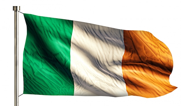 Foto gratuita bandera nacional de irlanda aislado fondo blanco 3d