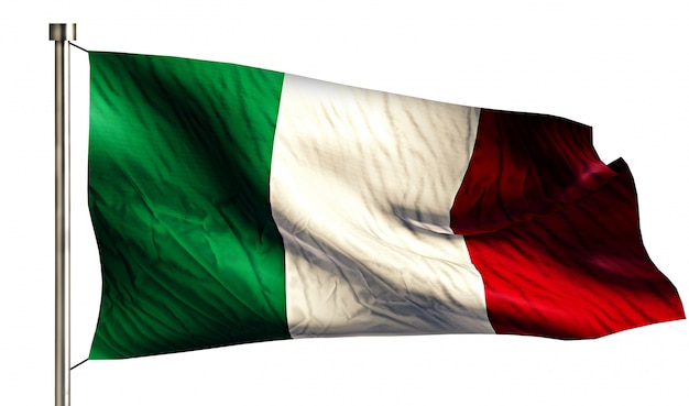 Bandera nacional de Italia aislado fondo blanco 3D