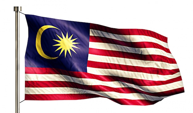 Bandera Nacional de Malasia aislado fondo blanco 3D