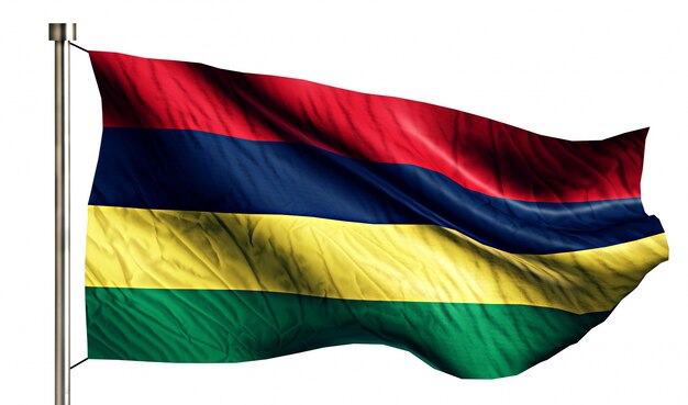 Bandera nacional de Mauricio aislado fondo blanco 3D