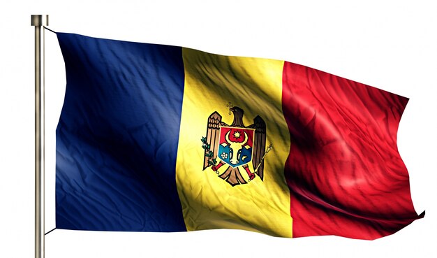 Bandera Nacional de Moldavia aislado fondo blanco 3D