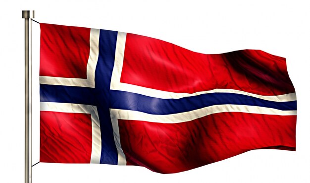 Bandera Nacional de Noruega aislado fondo blanco 3D