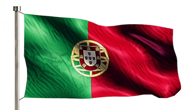 Bandera nacional de Portugal aislado fondo blanco 3D