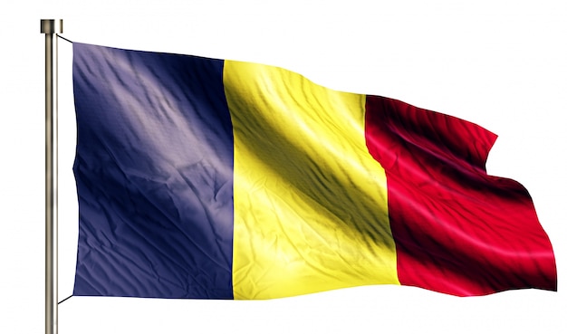 Bandera nacional de Rumania aislado fondo blanco 3D