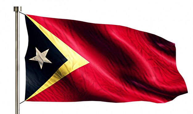 Bandera nacional de Timor Oriental aislado fondo blanco 3D