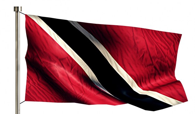 Bandera Nacional de Trinidad y Tobago aislado fondo blanco 3D