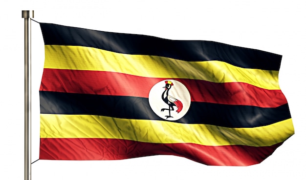 Bandera nacional de Uganda aislado fondo blanco 3D