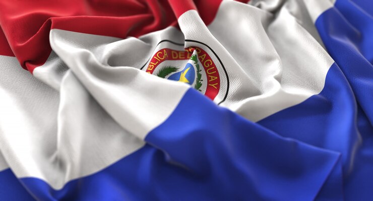 Foto gratuito bandera de paraguay ruffled bellamente agitando macro foto de primer plano