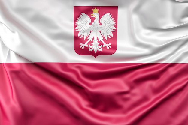 Foto gratuita bandera de polonia con el escudo de armas