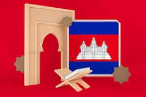 Foto gratuita bandera de ramadán camboya y fondo islámico