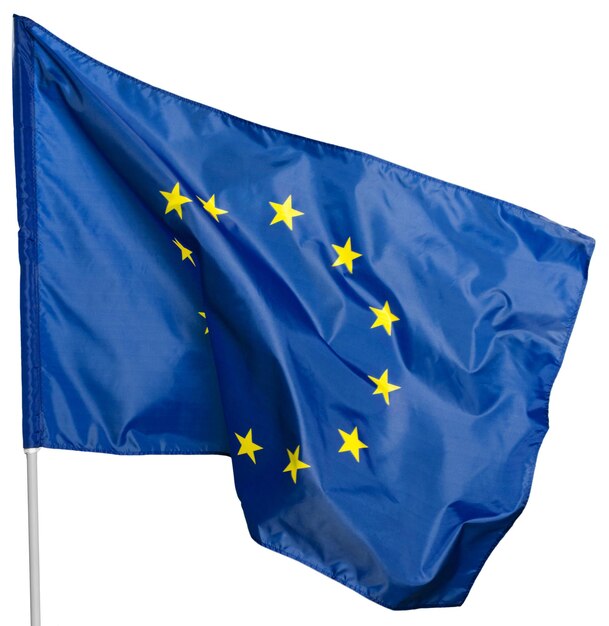 Bandera de la unión europea aislado sobre fondo blanco.