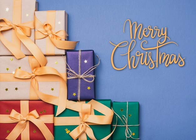 Banderas de Feliz Navidad con regalos
