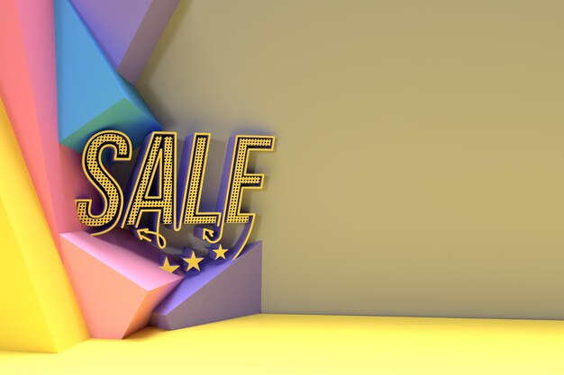 Banner de descuento de venta de renderizado 3D con Sapce de su texto. Diseño de ilustración de cartel de volante.