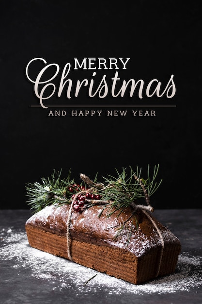 Banner de feliz navidad con delicioso postre