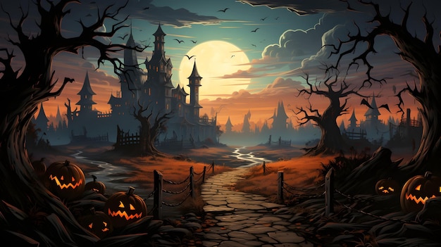 Foto gratuita banner de halloween de dibujos animados de alta resolución