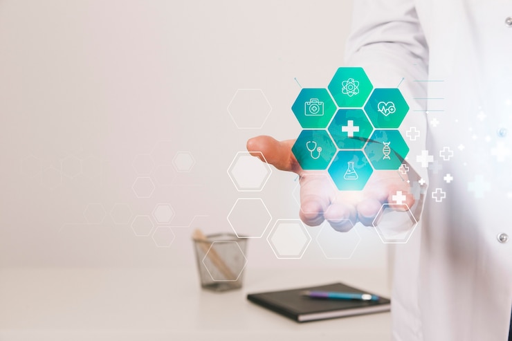 Foto gratuito banner médico con médico con abrigo