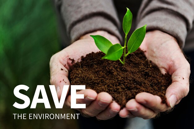 Banner de redes sociales de medio ambiente con salvar el medio ambiente.