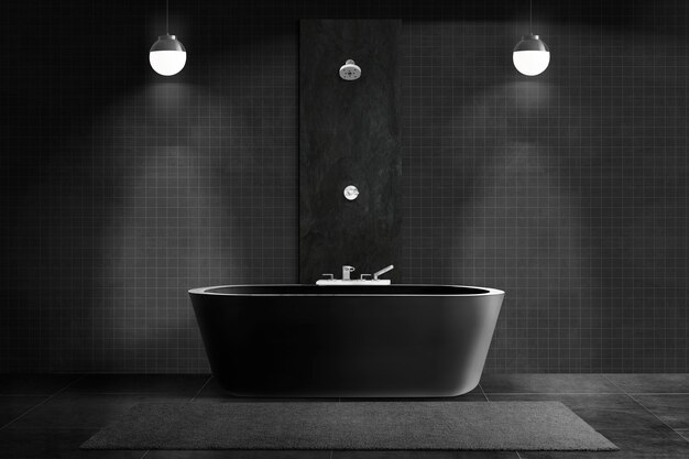 Baño de lujo negro auténtico diseño de interiores