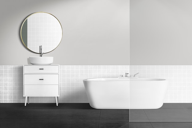 Foto gratuita baño minimalista auténtico diseño de interiores