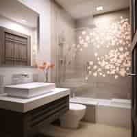 Foto gratuita baño pequeño con estilo y decoración modernos.