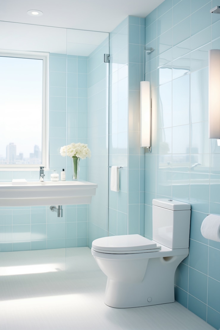 Foto gratuito baño pequeño con estilo de diseño moderno.