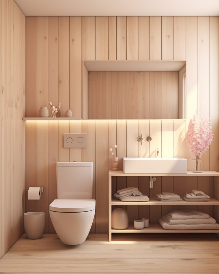 Foto gratuito baño pequeño con estilo moderno generado por ai