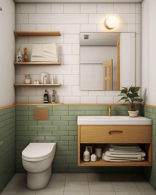 Baño pequeño con estilo moderno generado por ai
