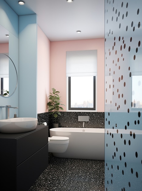 Foto gratuita baño pequeño con estilo moderno generado por ai