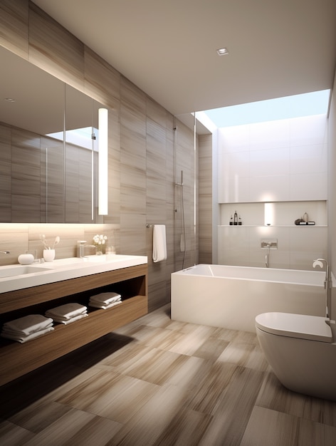 Foto gratuita baño pequeño con estilo moderno generado por ai