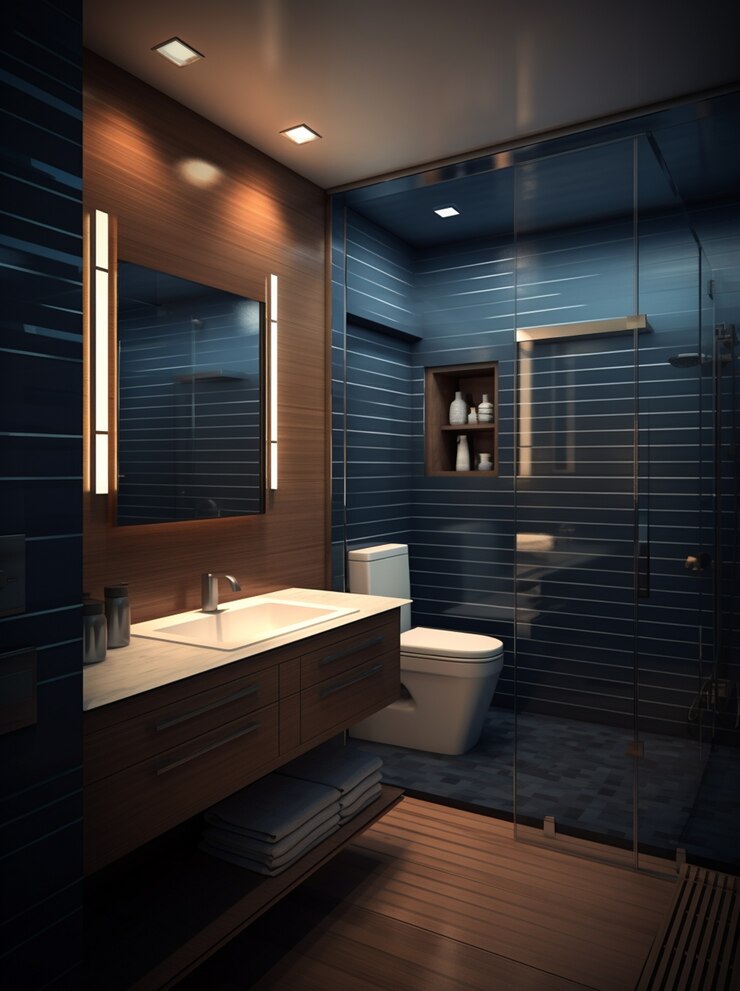 Foto gratuito baño pequeño con estilo moderno generado por ai