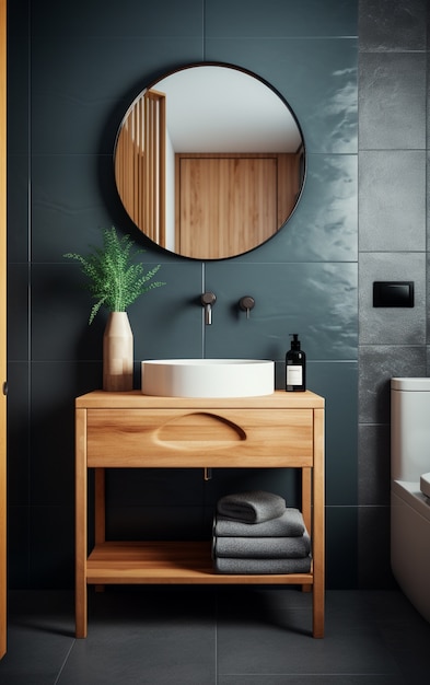 Foto gratuita baño pequeño con estilo moderno generado por ai