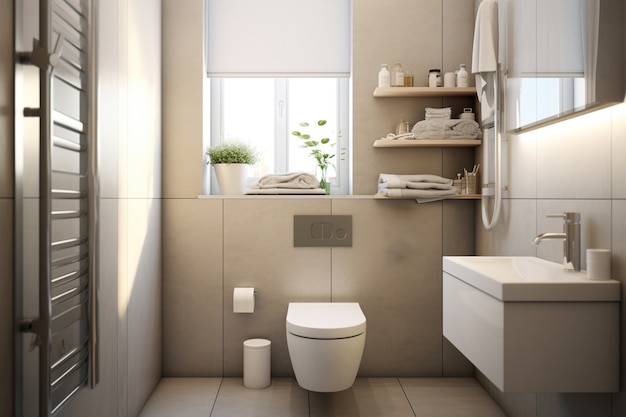 Baño pequeño con estilo moderno generado por ai