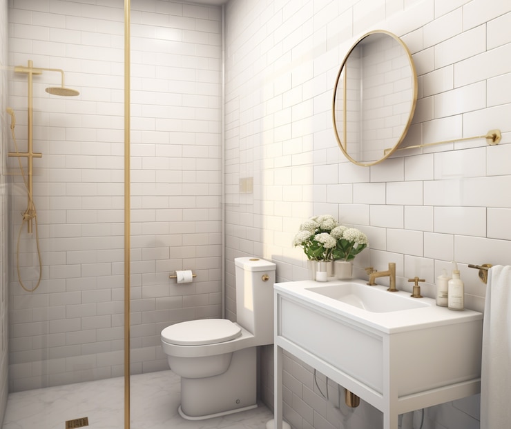 Foto gratuito baño pequeño con estilo moderno generado por ai