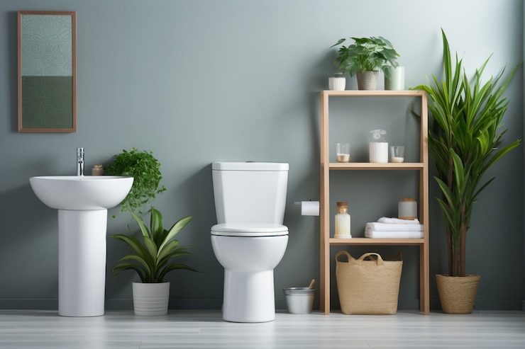 Foto gratuito baño pequeño con estilo moderno y plantas