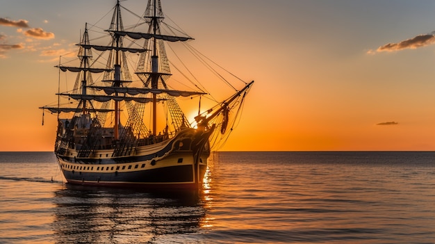 Foto gratuita barco pirata navegando en el mar