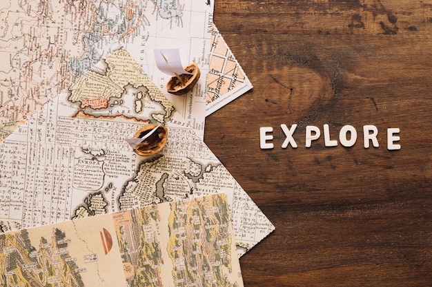 Foto gratuita barcos y mapas de nutshell cerca de explorar escritura