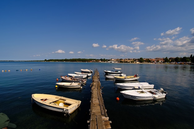 Barcos en el puerto de Rovinj, Croacia