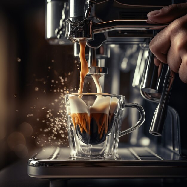 Barista haciendo una taza de café