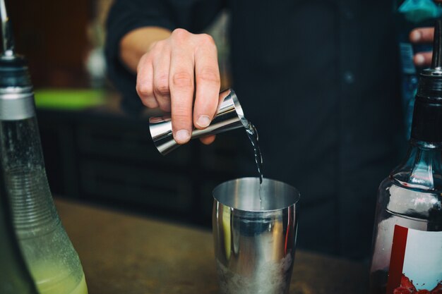 Barman en el trabajo en el pub