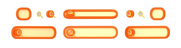 barra de búsqueda de representación 3d e iconos de lupa