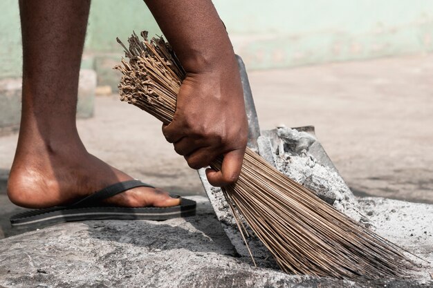 Barrido de mano de primer plano