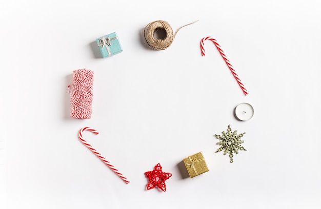 Bastón de caramelo de la cinta de la vela de la estrella de la caja de regalo de la decoración de la Navidad