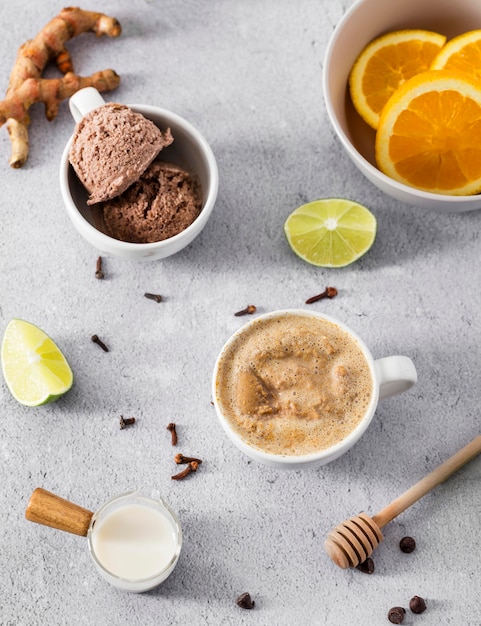 Foto gratuita batido de chocolate de primer plano