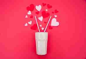 Foto gratuita batido de leche para dos - concepto de san valentín