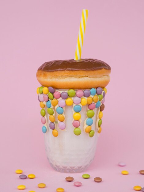 Batido de vidrio con donut