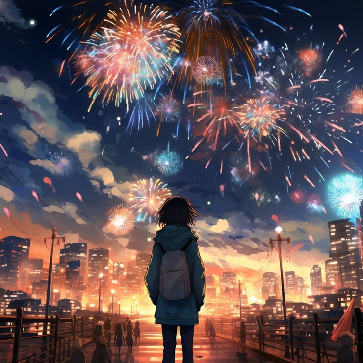 Photo Gratis beautiful anime portrait on new year's eve