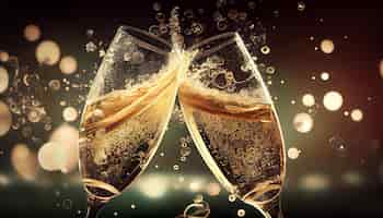 Foto gratuita bebida alcohólica de celebración de champán y burbujas líquidas generadas por ia