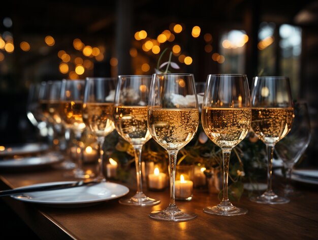 Bebidas en vasos para la celebración de fin de año.