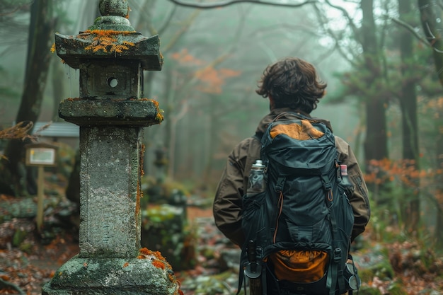 Bella escena del bosque japonés